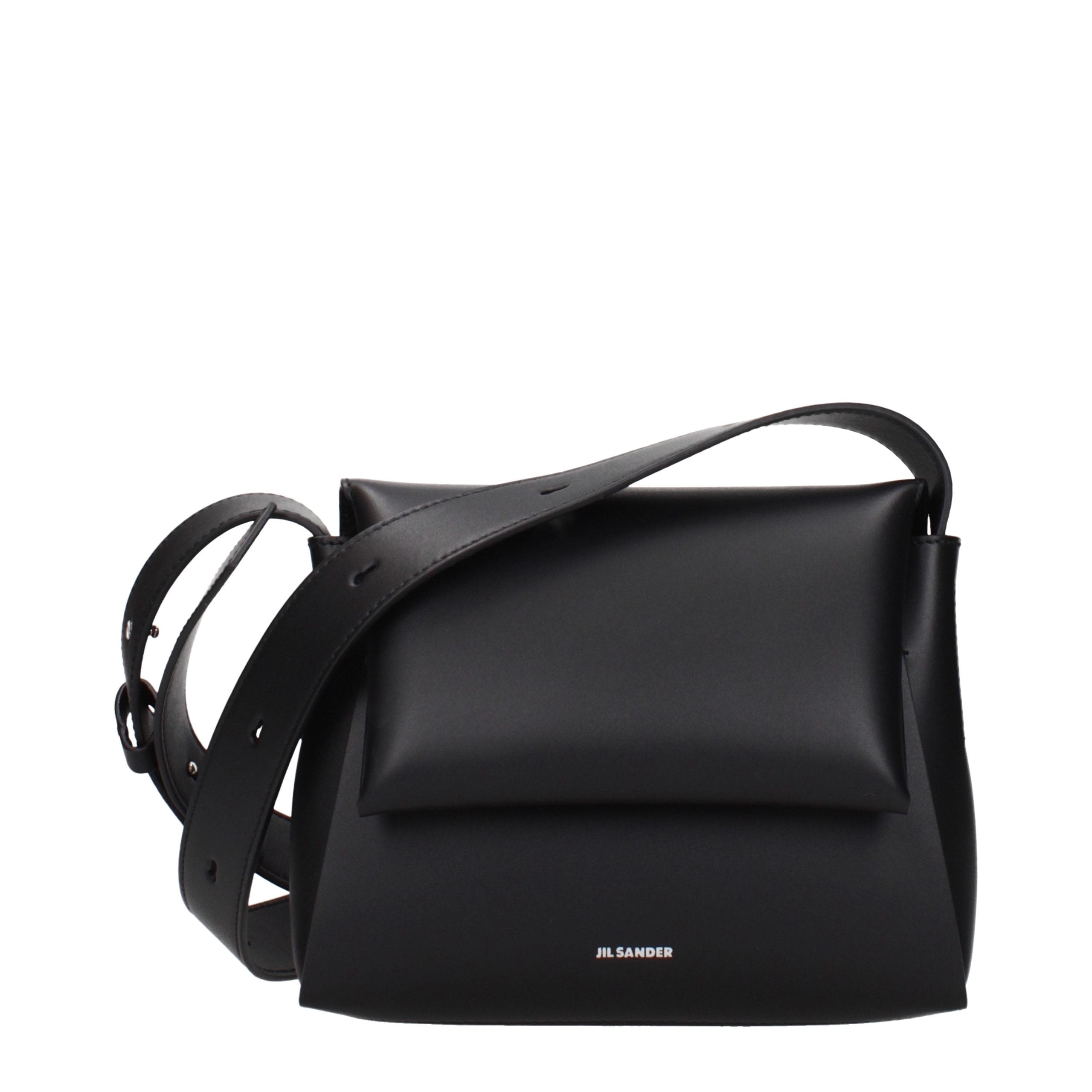 Jil Sander Padded Leather Crossbody Bag — Black