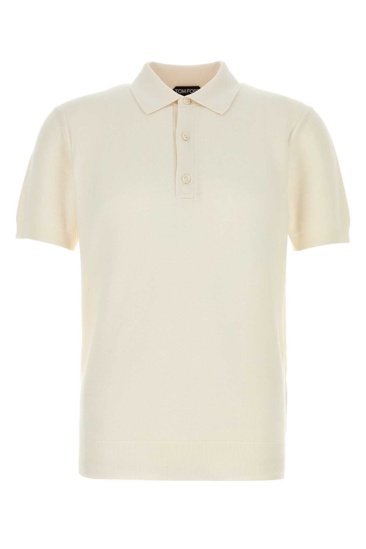 Tom Ford Silk Cotton Blend Polo — White