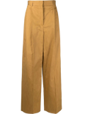 Ferragamo High-Waisted Wide Leg Trousers — Beige