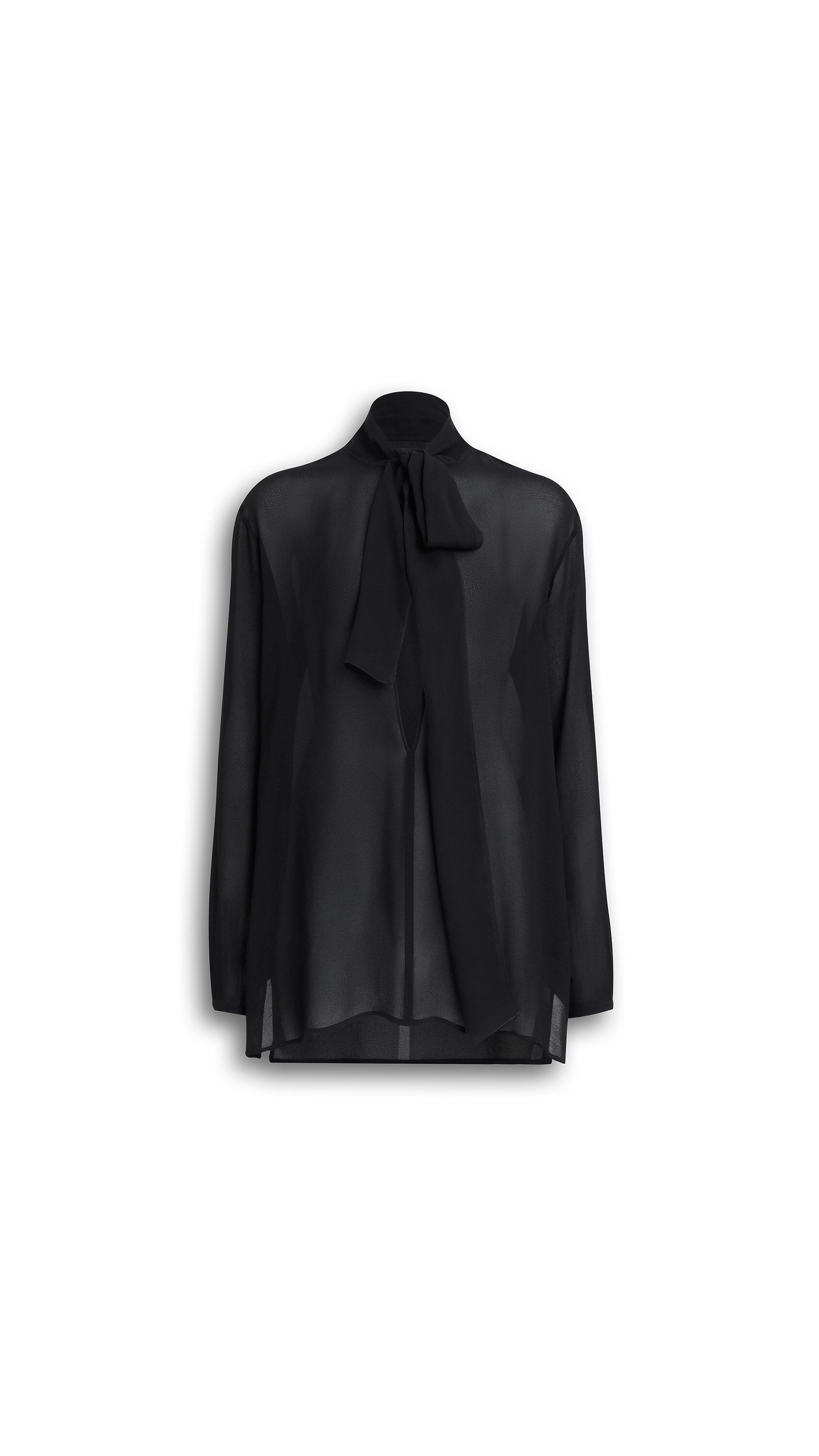Maison AlaïA Tie-Neck Georgette Blouse — Black