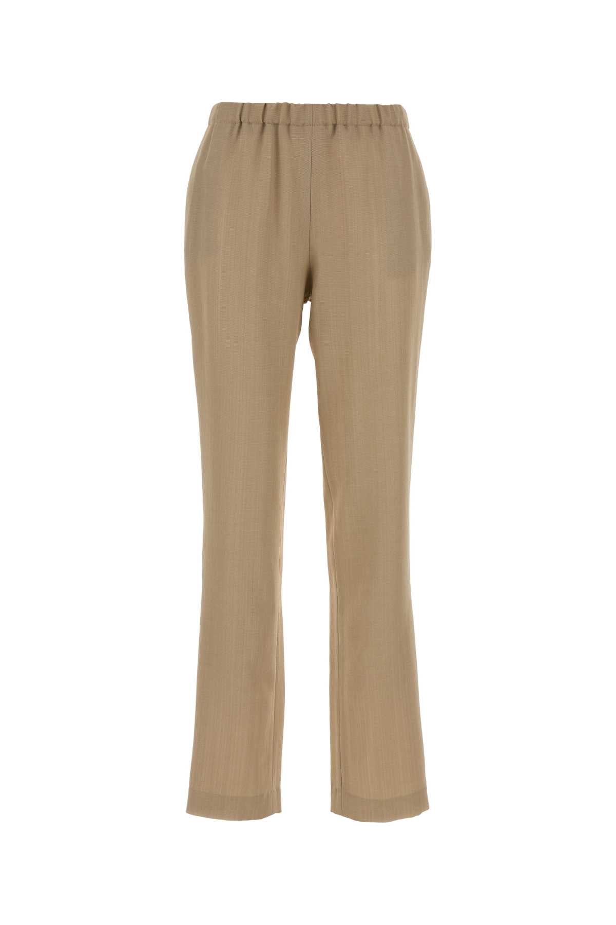 Loulou De Saison Viscose Wool Blend Trousers — Beige