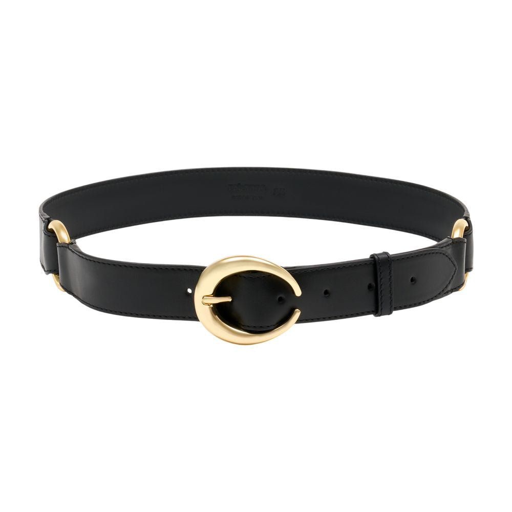 Rabanne Ring Buckle Leather Belt — Black