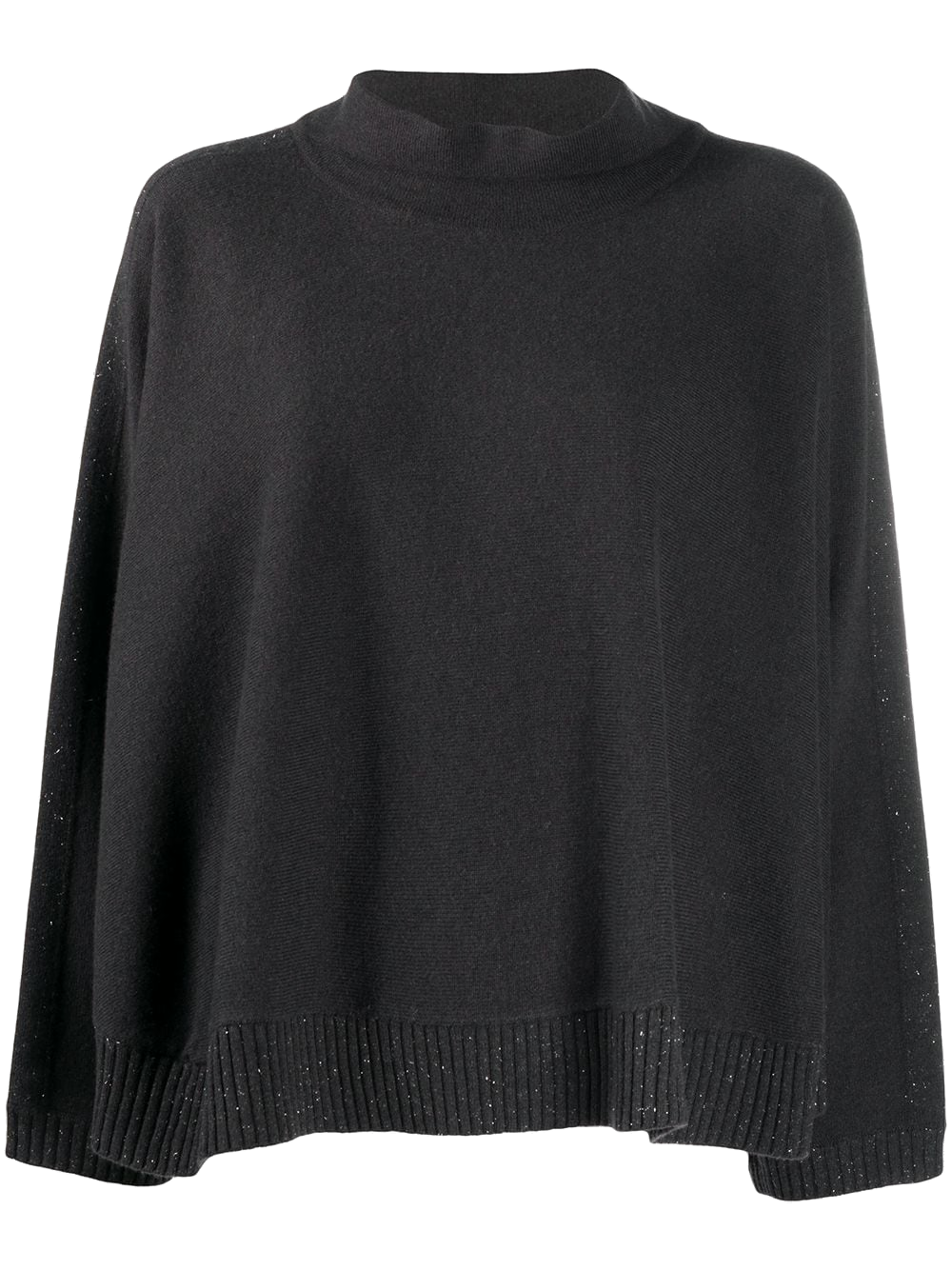 Peserico Silk-Cashmere-Wool Blend Sweater — charcoal