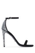 Stuart Weitzman Crystal-Embellished Heel Sandal — Black