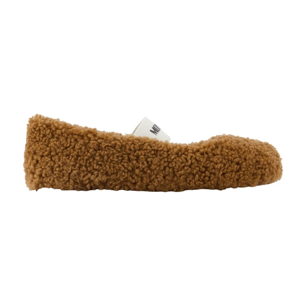 Moon Boot Teddy Fleece Cowhide Ballerina Flat — Brown