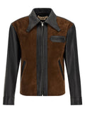 Marni Suede and Calfskin Leather Jacket — Brown