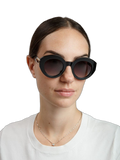 Furla SFU987 Round-Frame Acetate Sunglasses — Black