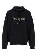 Off-White Logo-Embroidered Cotton Hoodie — Black