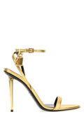 Tom Ford Metallic Leather Ankle-Strap Heel Sandal — Gold