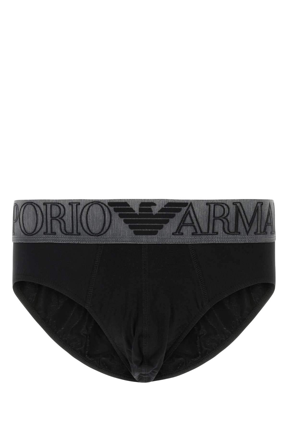 Emporio Armani Cotton-Elastane Brief — Black