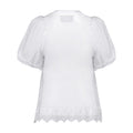 Simone Rocha Tulle Overlay Puff Sleeve Lace Blouse — White