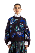 Sacai Floral Jacquard Knit Sweater — Brown
