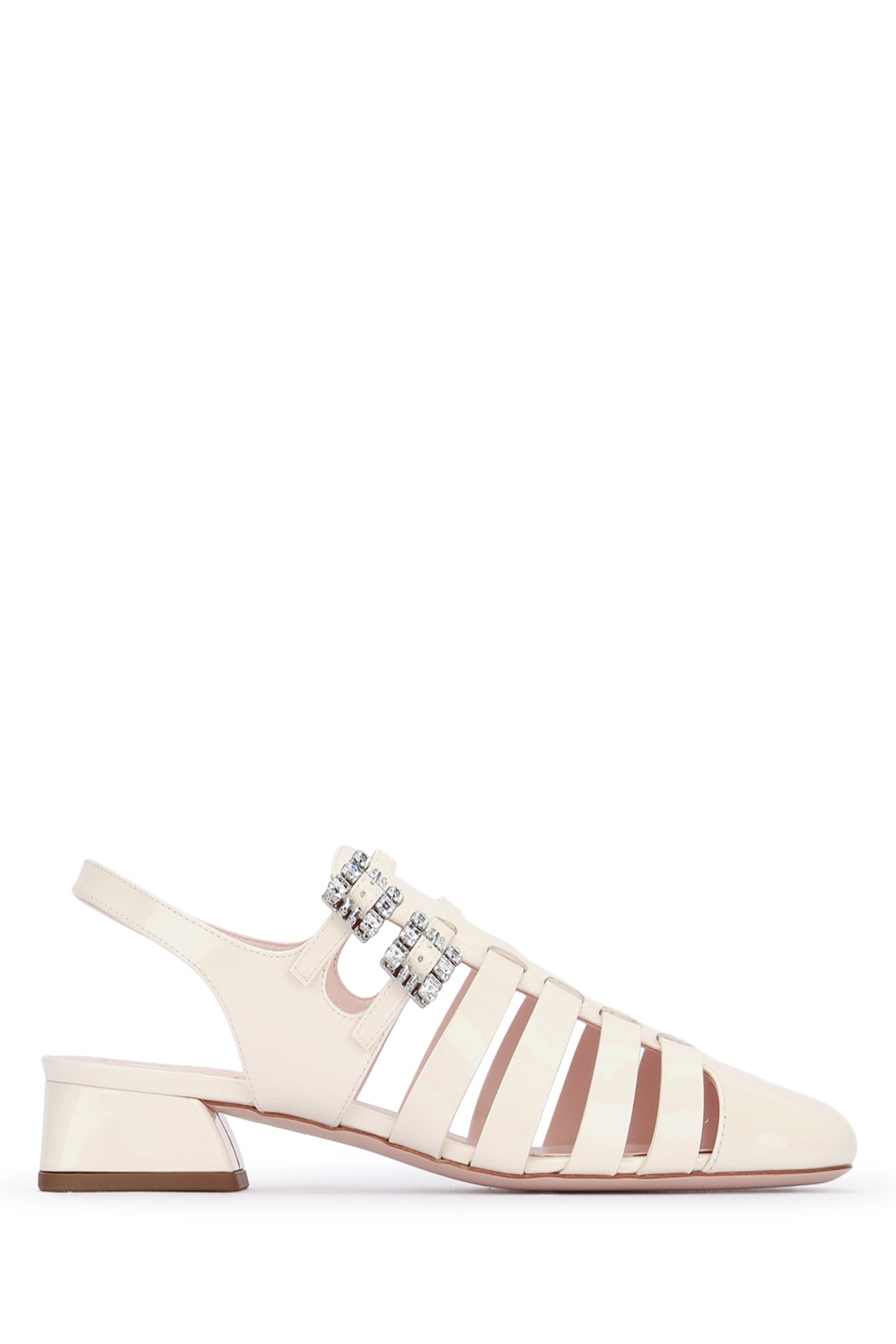 Roger Vivier Caged Leather Flat — Beige