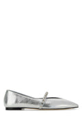 Alexander McQueen Metallic Leather Mary-Jane Flat — Silver