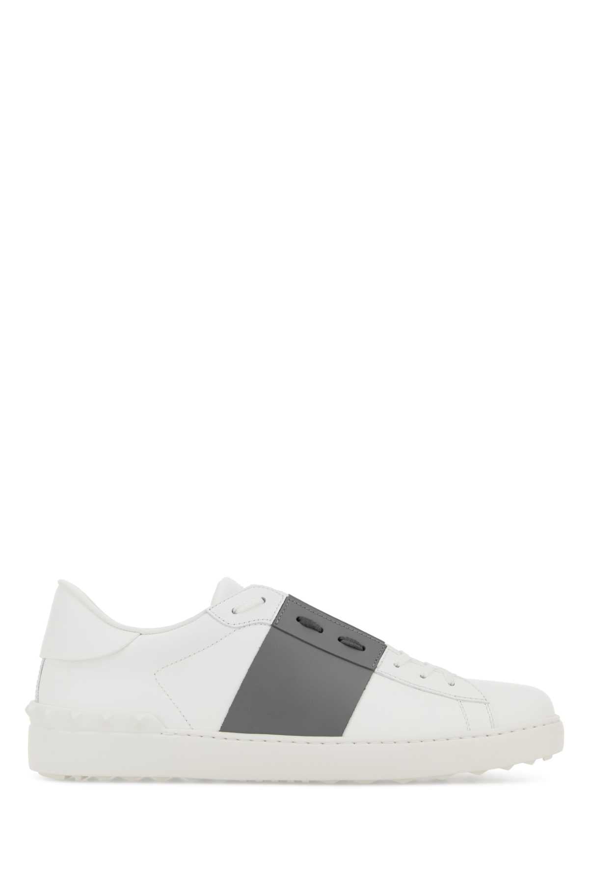 Valentino Garavani Color-Block Leather Sneaker — White