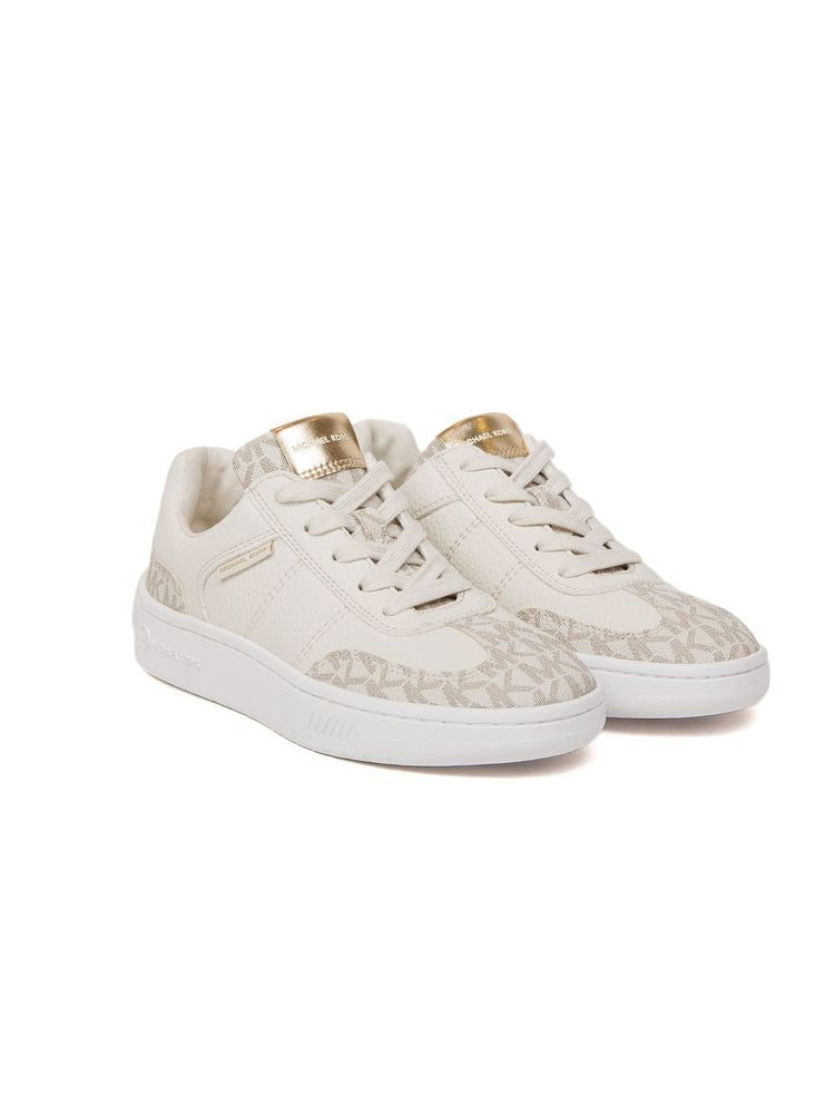 Michael Kors Monogram-Canvas Low-Top Sneaker — Vanilla