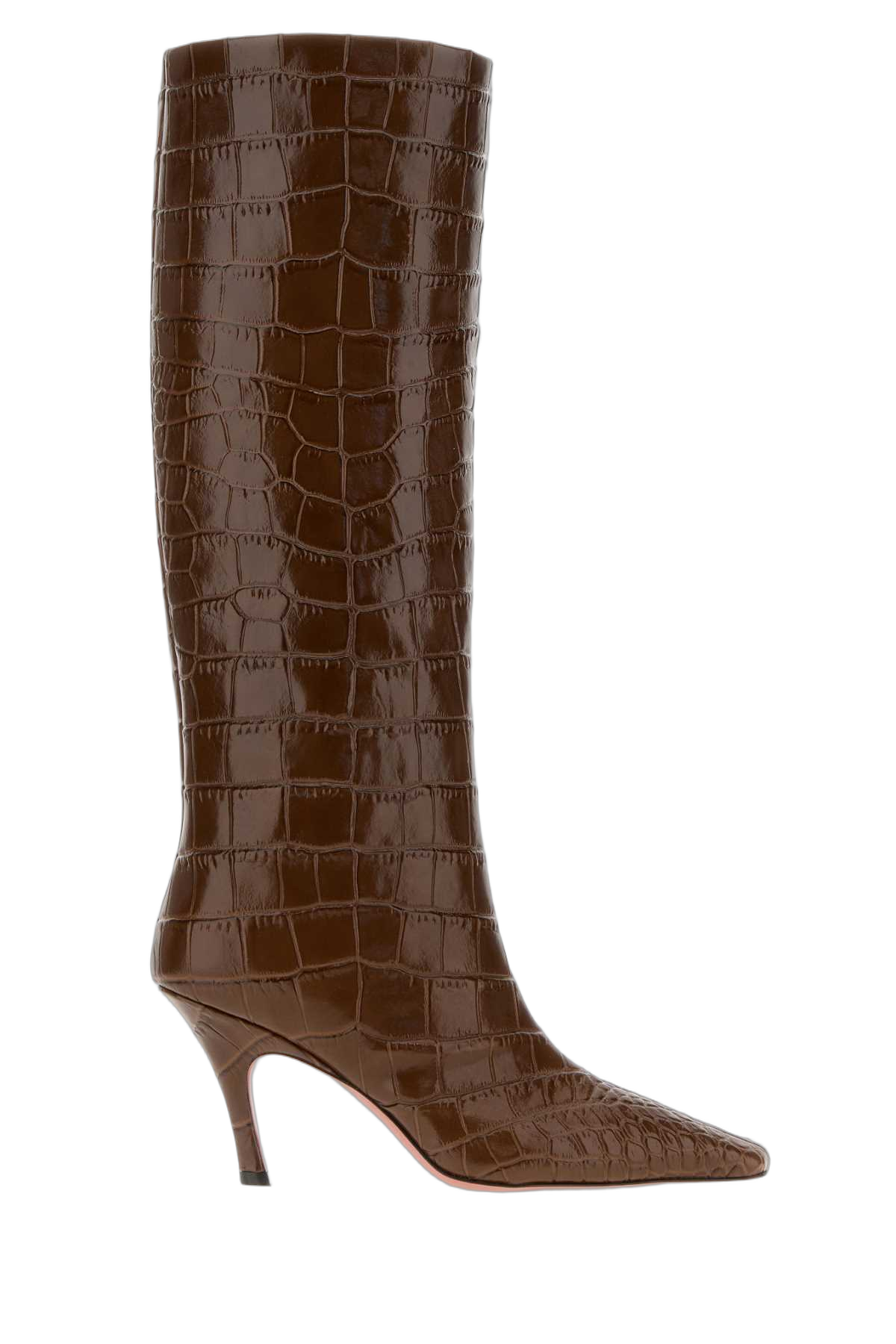 Amina Muaddi Brownprinte Boot — Brown