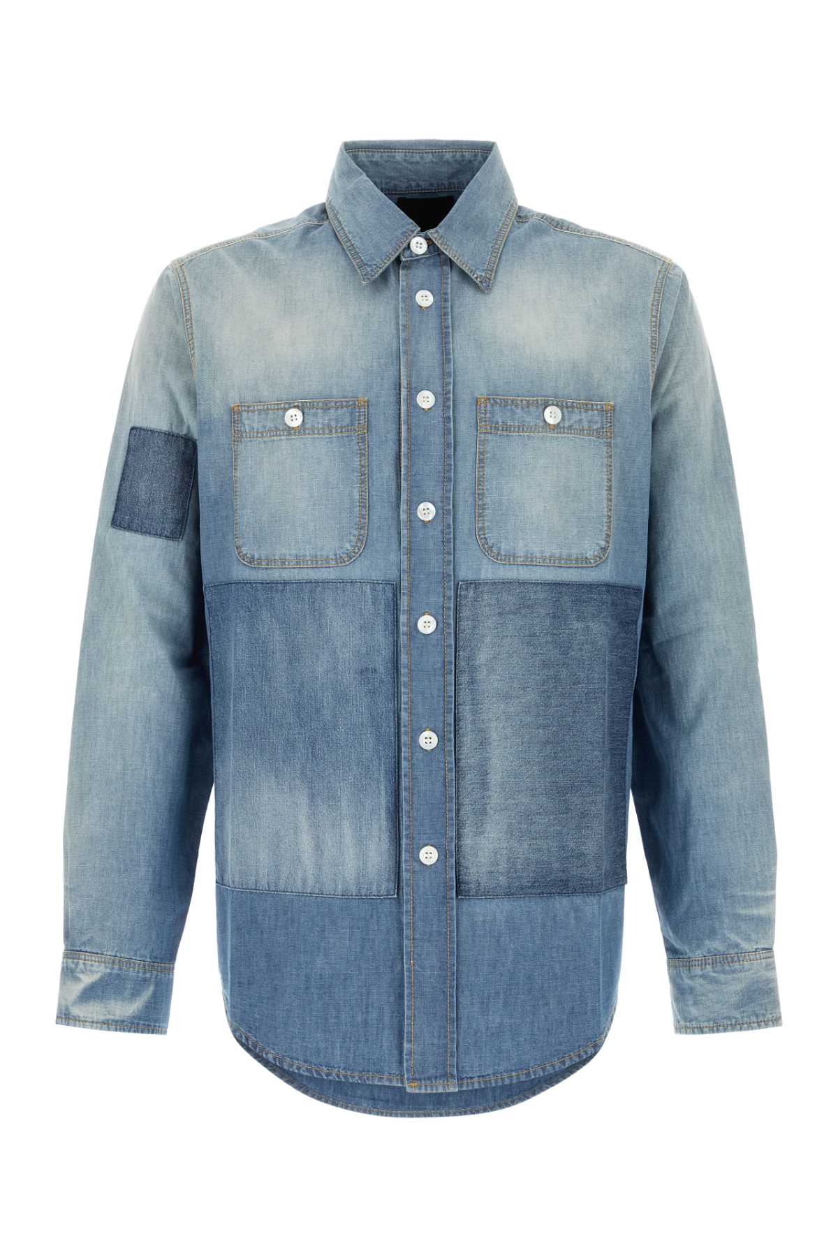 Givenchy Patchwork Denim Shirt — Blue
