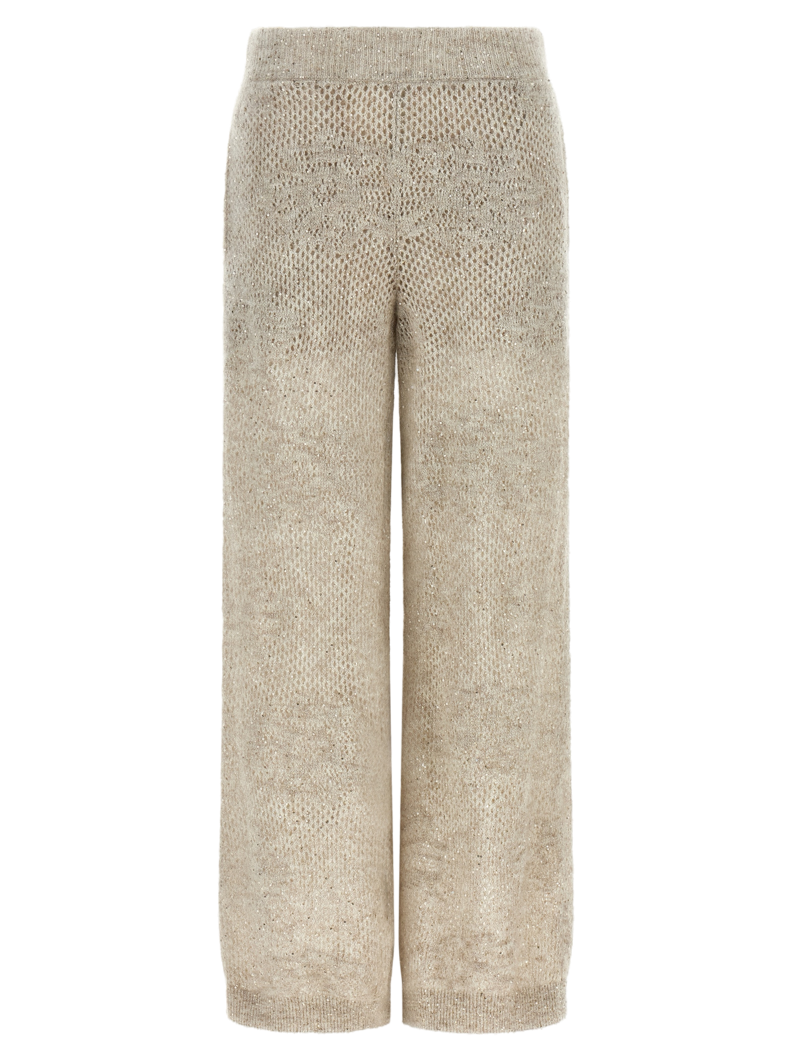Brunello Cucinelli Dazzling Abstract Leaf Trousers — Beige