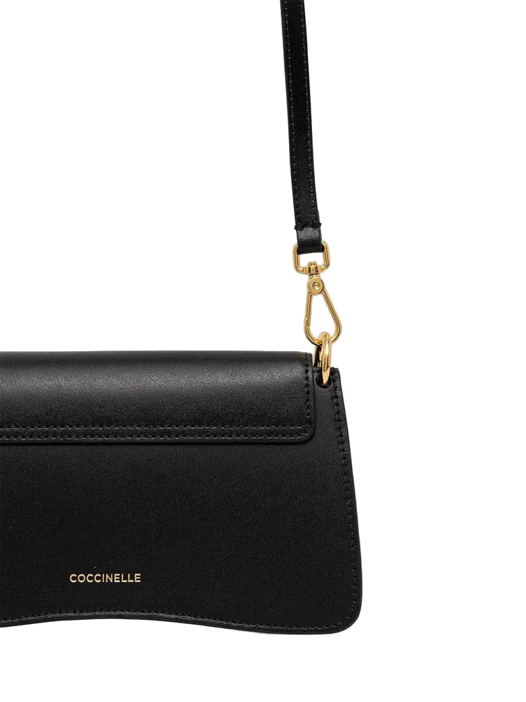 Bolso bandolera Coccinelle de piel de becerro dividida — Negro