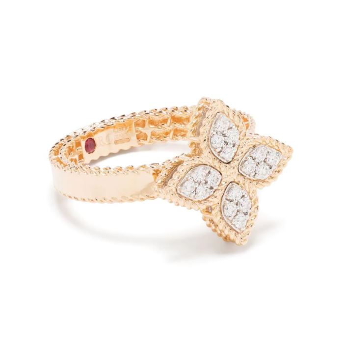 Roberto Coin Diamond Princess Flower Ring — Rose gold
