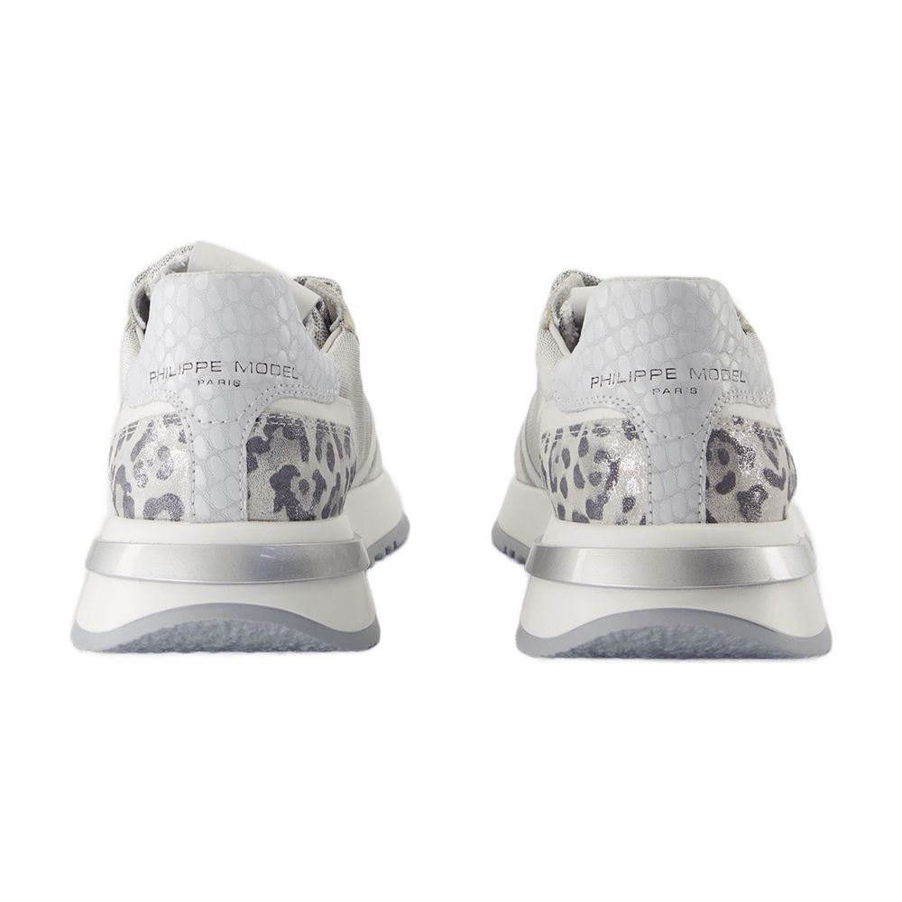 Philippe Model Canvas Animal-Print Low-Top Sneaker — White