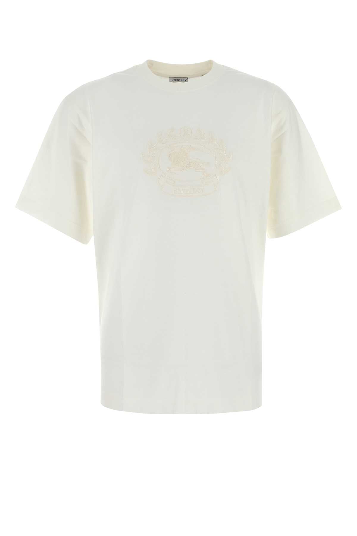 Burberry Embroidered Logo Cotton T-shirt — White