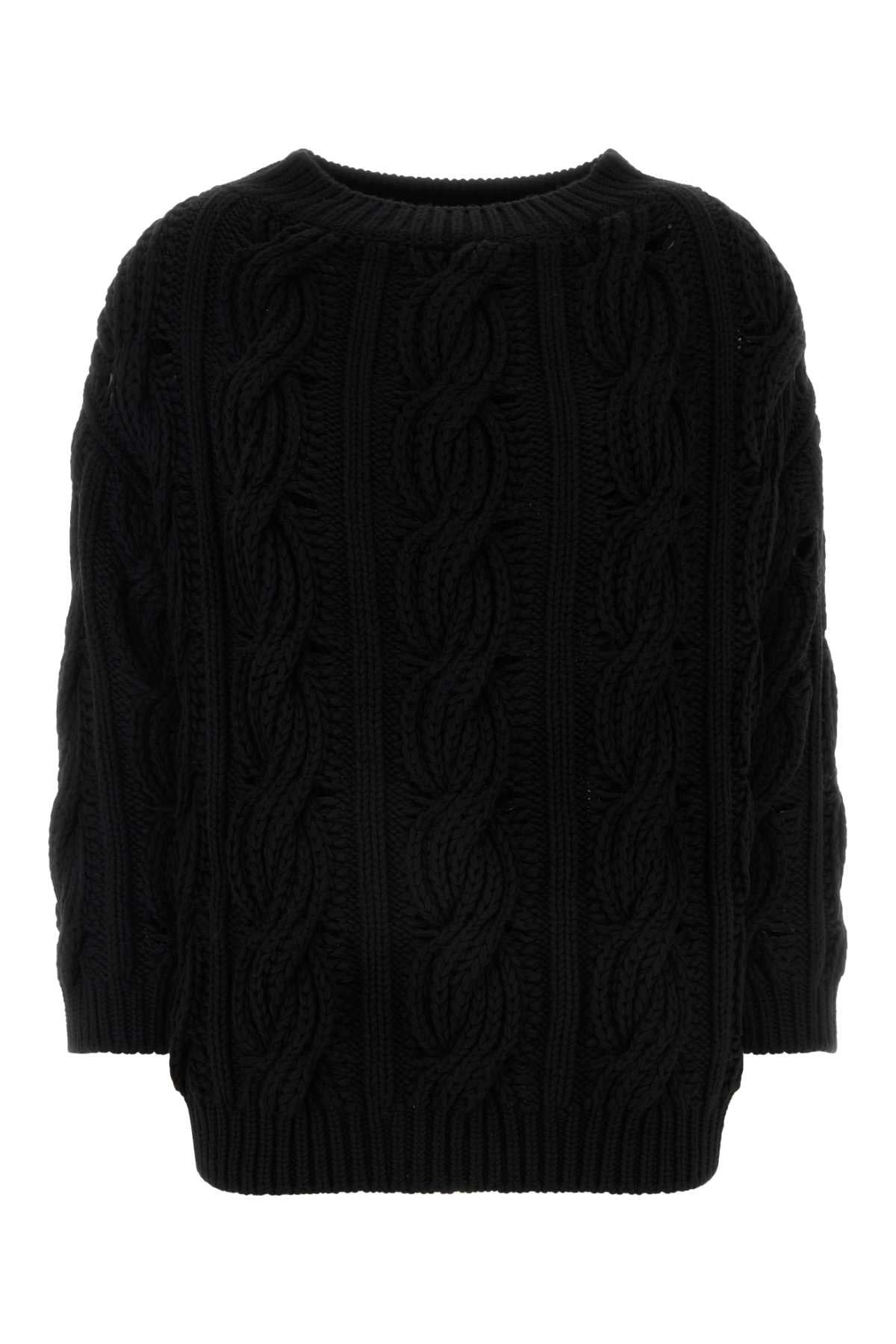 Valentino Garavani Cable-Knit Virgin Wool Sweater — Black