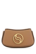 Stella McCartney Logo-Embellished Leather Shoulder Bag — Beige