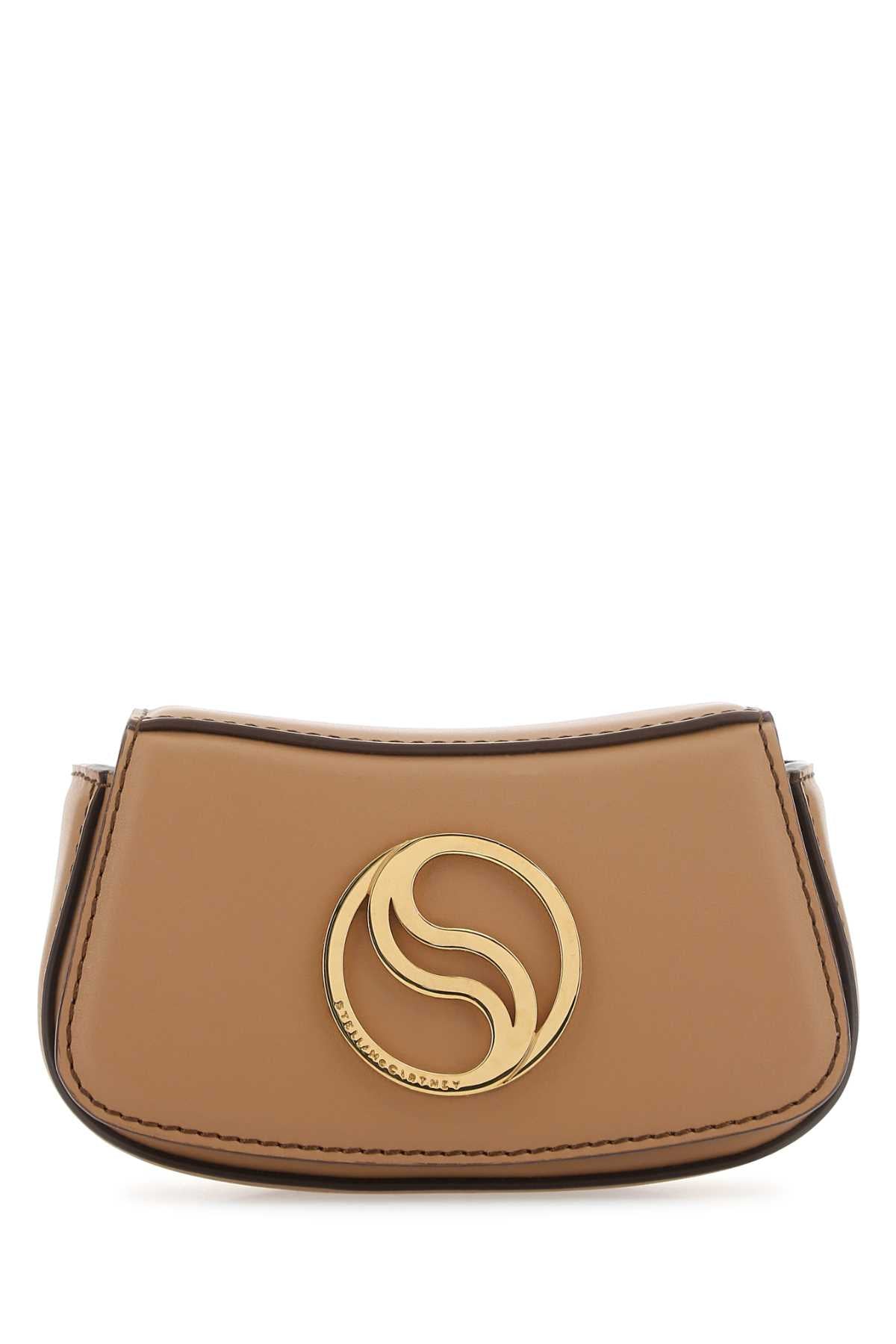 Stella McCartney Logo-Embellished Leather Shoulder Bag — Beige