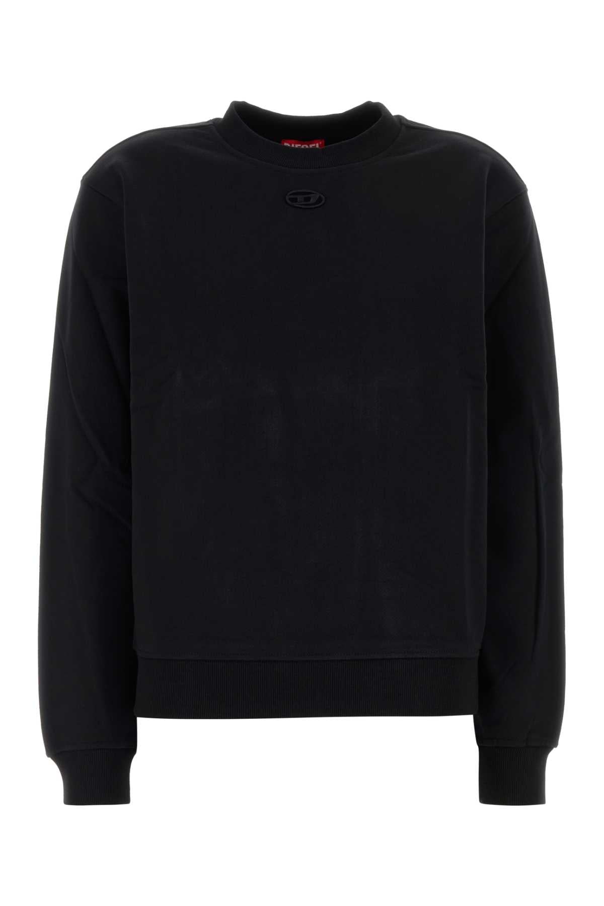 Sudadera de algodón con logotipo bordado de Diesel — Negra
