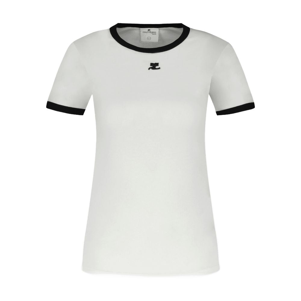 Courreges Contrast-Trim T-Shirt — White