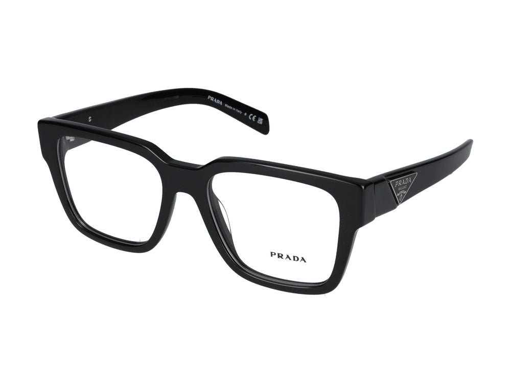 Prada 0PR Acetate Square-Frame Eyeglasses — Black