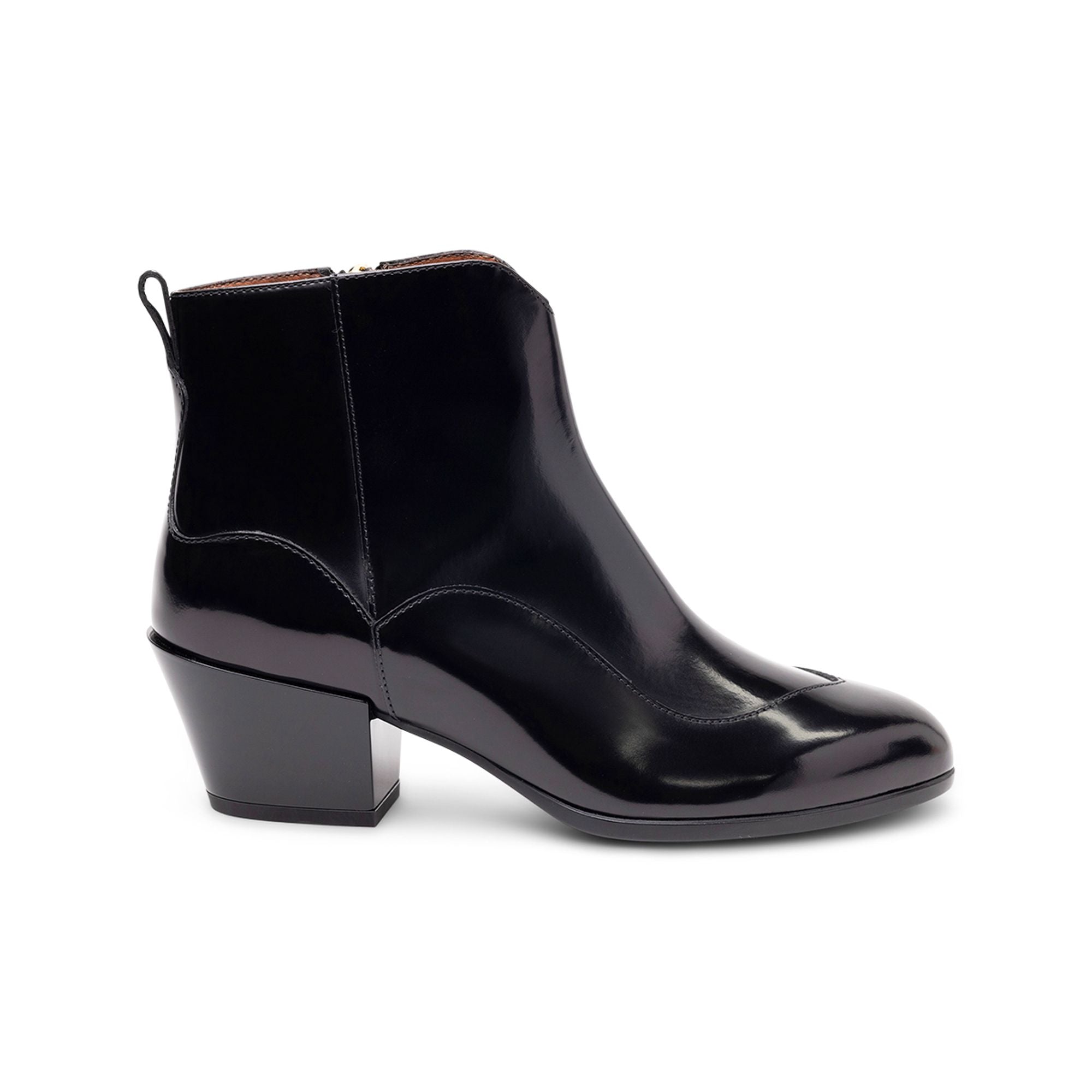 Hogan Patent Leather Zip-Up Ankle Boot — Black