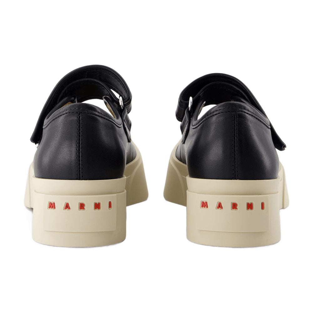 Marni Leather Calfskin Mary Jane Flat — Black