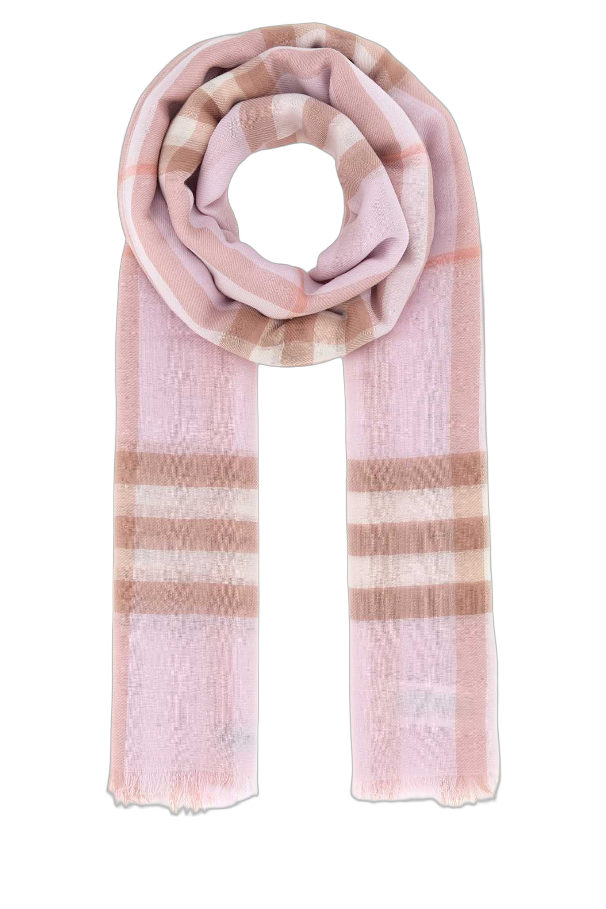Burberry Striped Wool Scarf — Pink