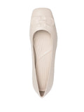 Ferragamo Gancini Ballerina Flat — White