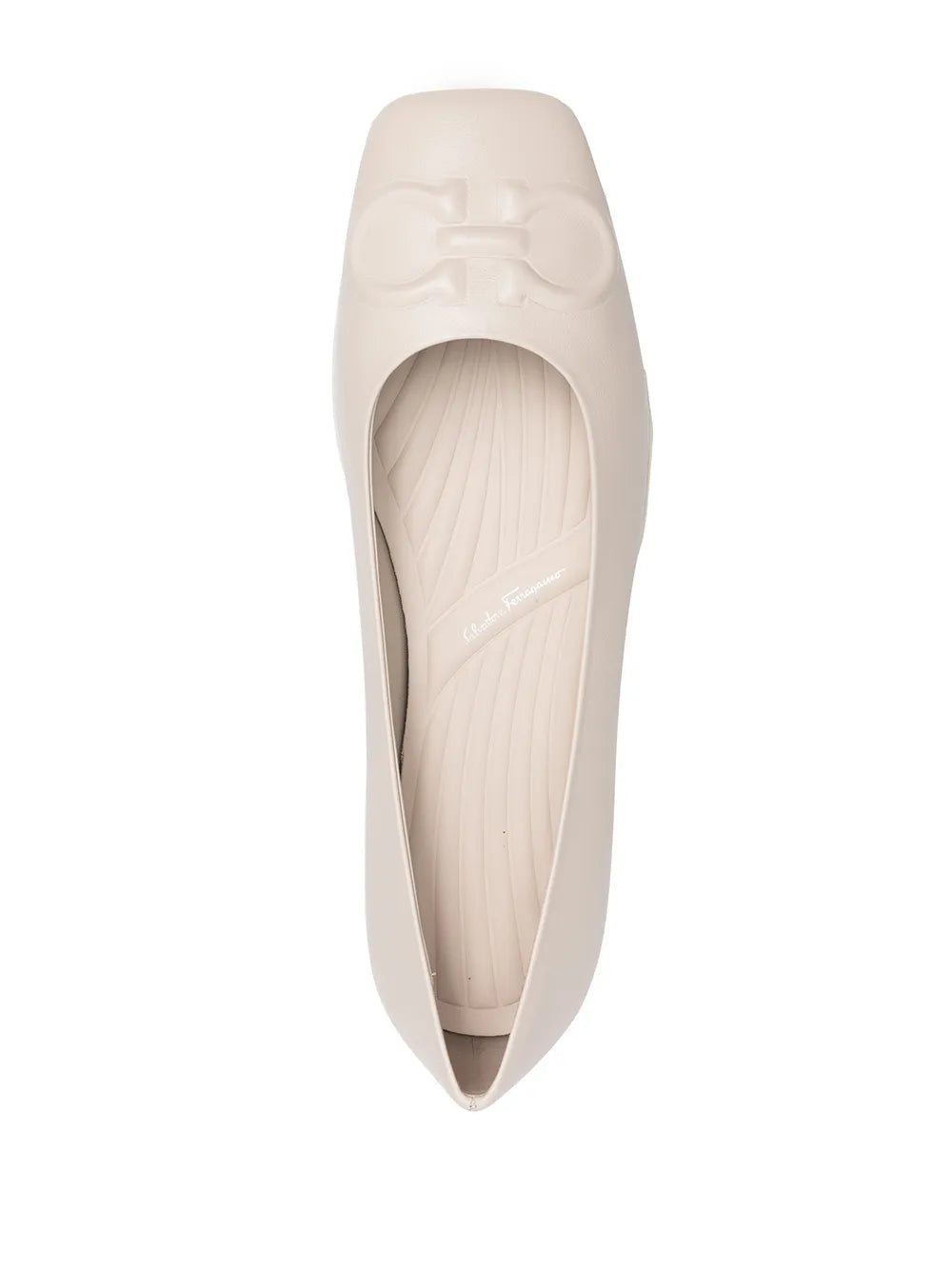 Ferragamo Gancini Ballerina Flat — White