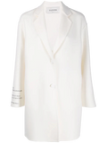 Valentino Poem-Embellished Wool-Cashmere Coat — White