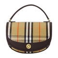 Burberry Plaid Canvas Top Handle Bag — Beige
