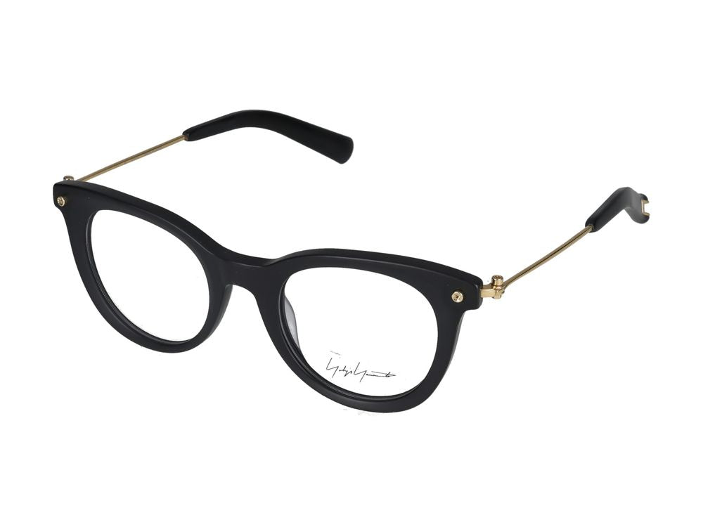Yohji Yamamoto LABEL21 Acetate Round-Frame Eyeglasses — Black