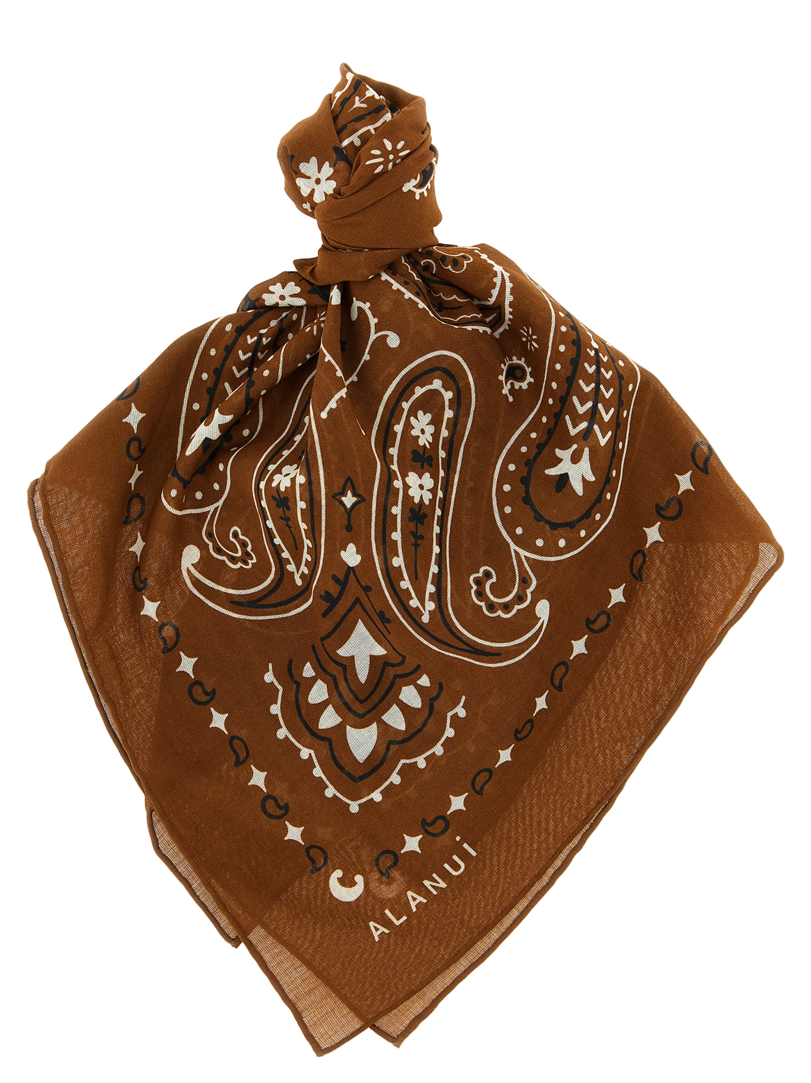 Alanui Paisley Cotton Scarf — Brown