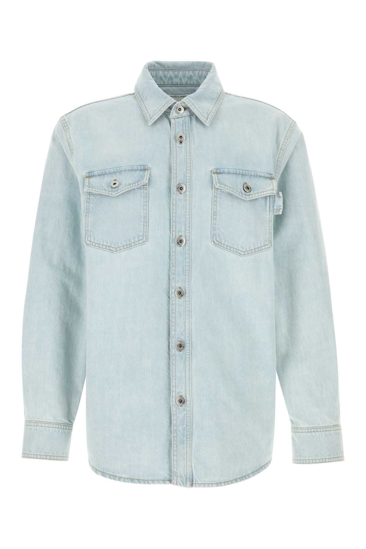 Bottega Veneta Cotton Denim Shirt — Light blue