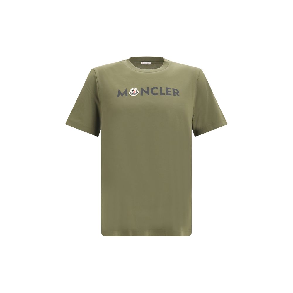 Moncler Logo-Printed Cotton T-Shirt — Green