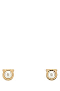 Ferragamo Stud G Pearl Earrings — Gold