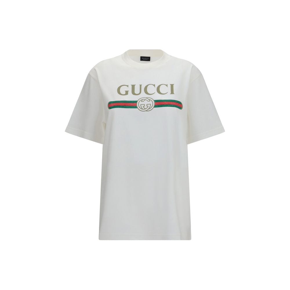 Gucci Logo-Embroidered Cotton-Silk T-Shirt — White