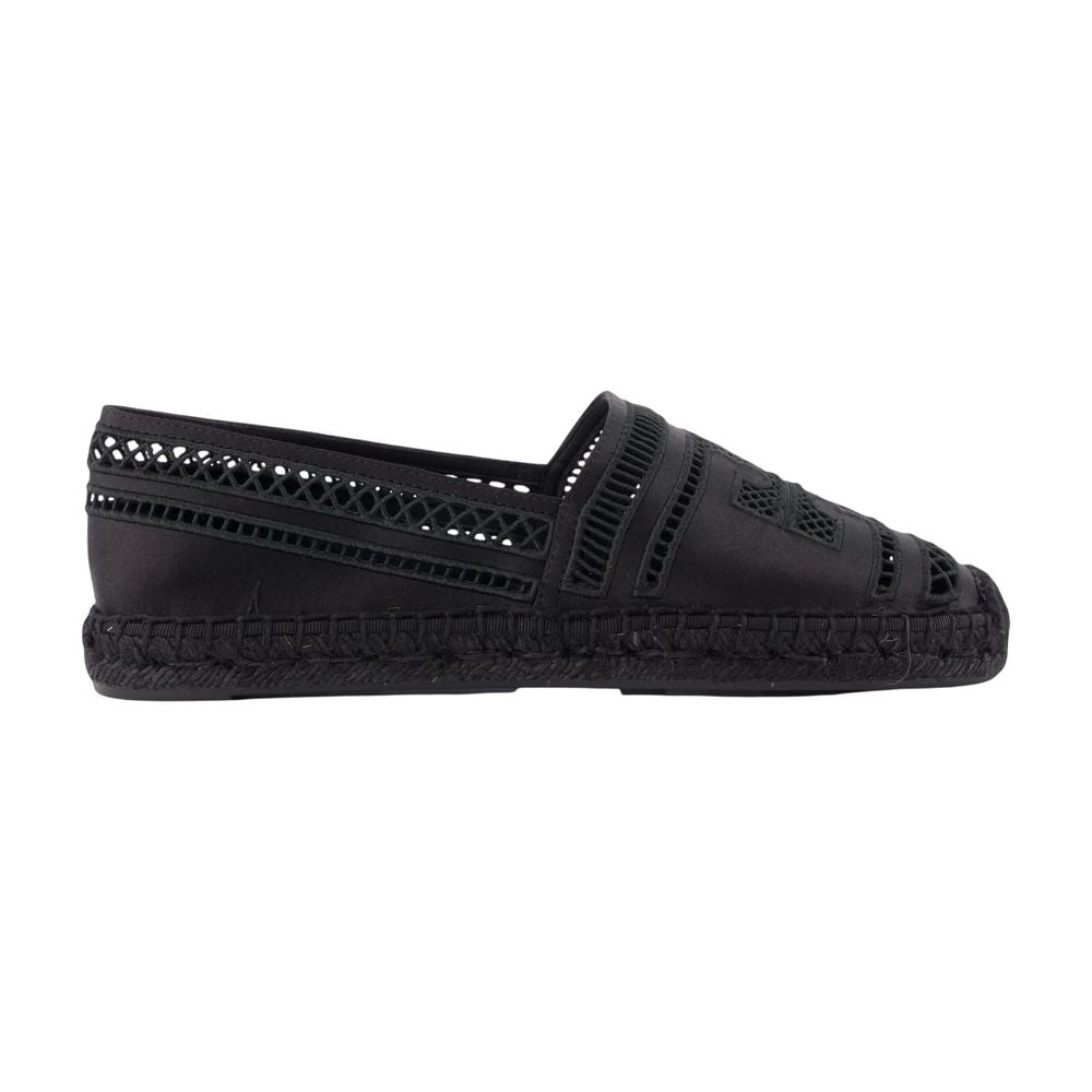 Tory Burch Open Weave Viscose Espadrille Flat — Black