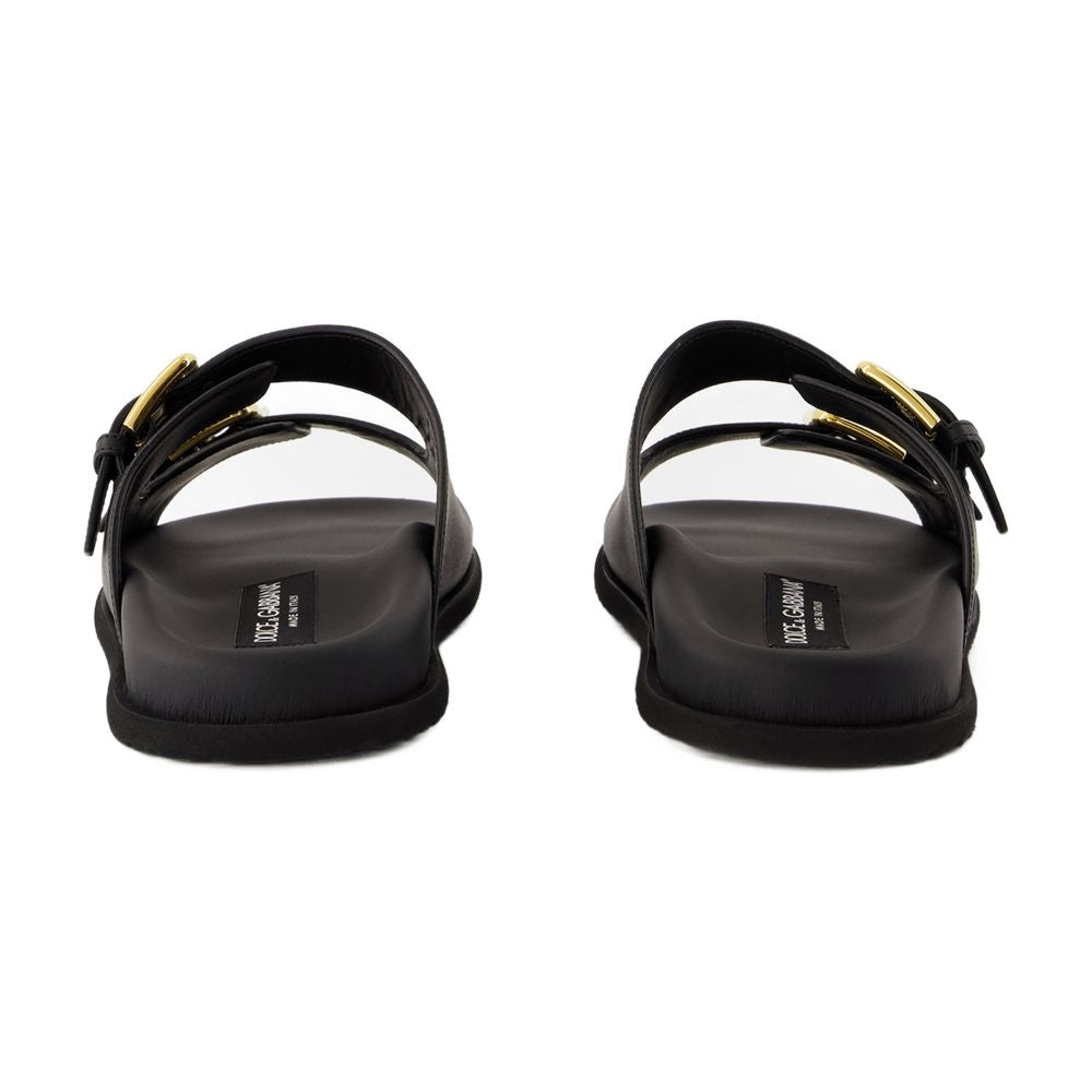 Dolce&Gabbana Calfskin Leather Sandal — Black