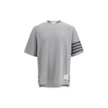Thom Browne Intarsia 4-Bar Stripe T-Shirt — Gray