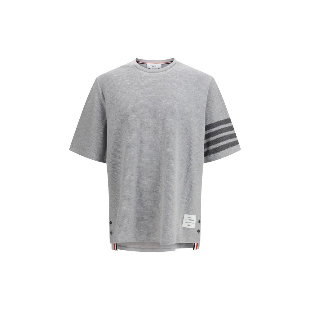 Thom Browne Intarsia 4-Bar Stripe T-Shirt — Gray